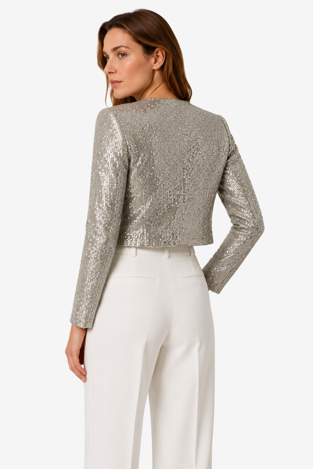 VALERIQUE | Veste à sequins pour femme – Coupe courte à manches longues et devant ouvert