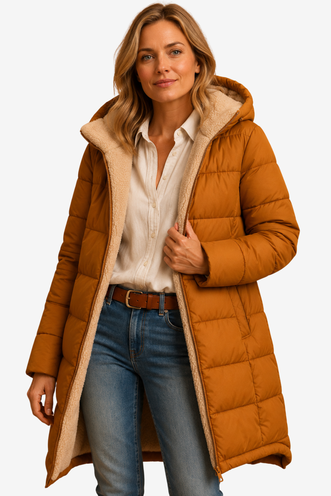VALERIQUE | Manteau d'hiver long pour femme – Coupe moderne matelassée avec capuche
