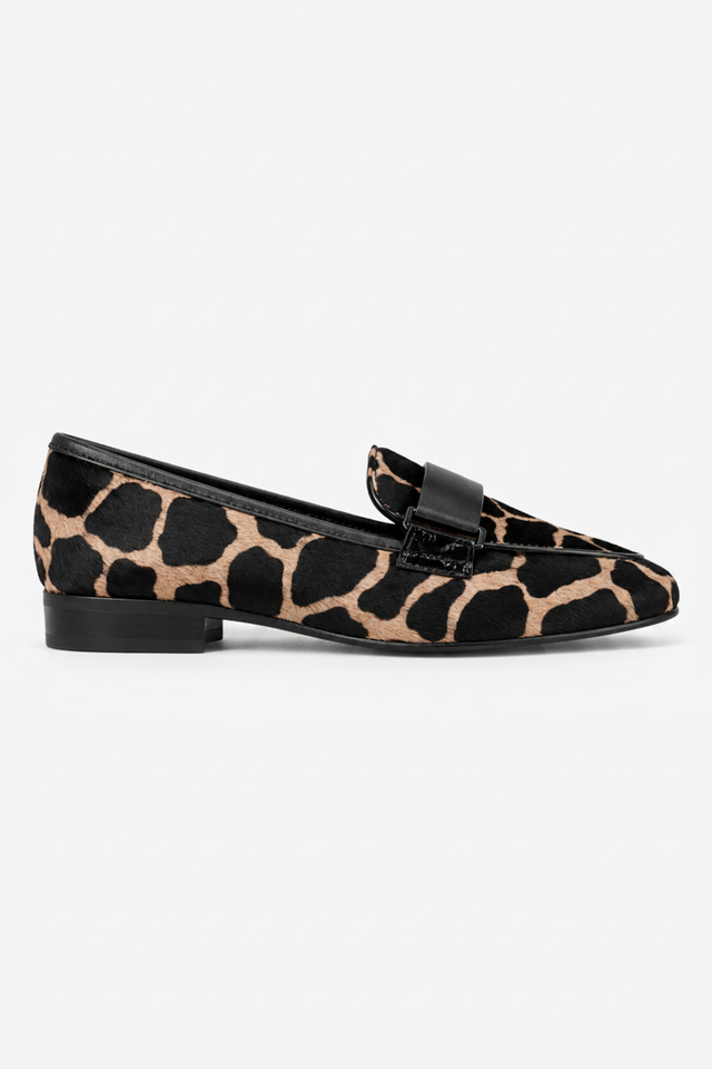 VALERIQUE | Mocassins Femme à Imprimé Animal – Modèle à Enfiler avec Petit Talon Bloc