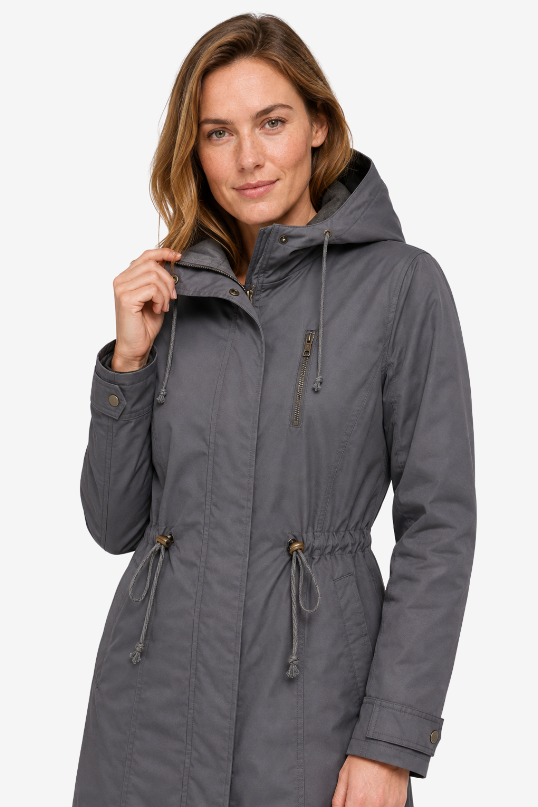 VALERIQUE | Parka Femme Doublée à Capuche – Fermeture Zippée Taille Ajustable Coupe Longue