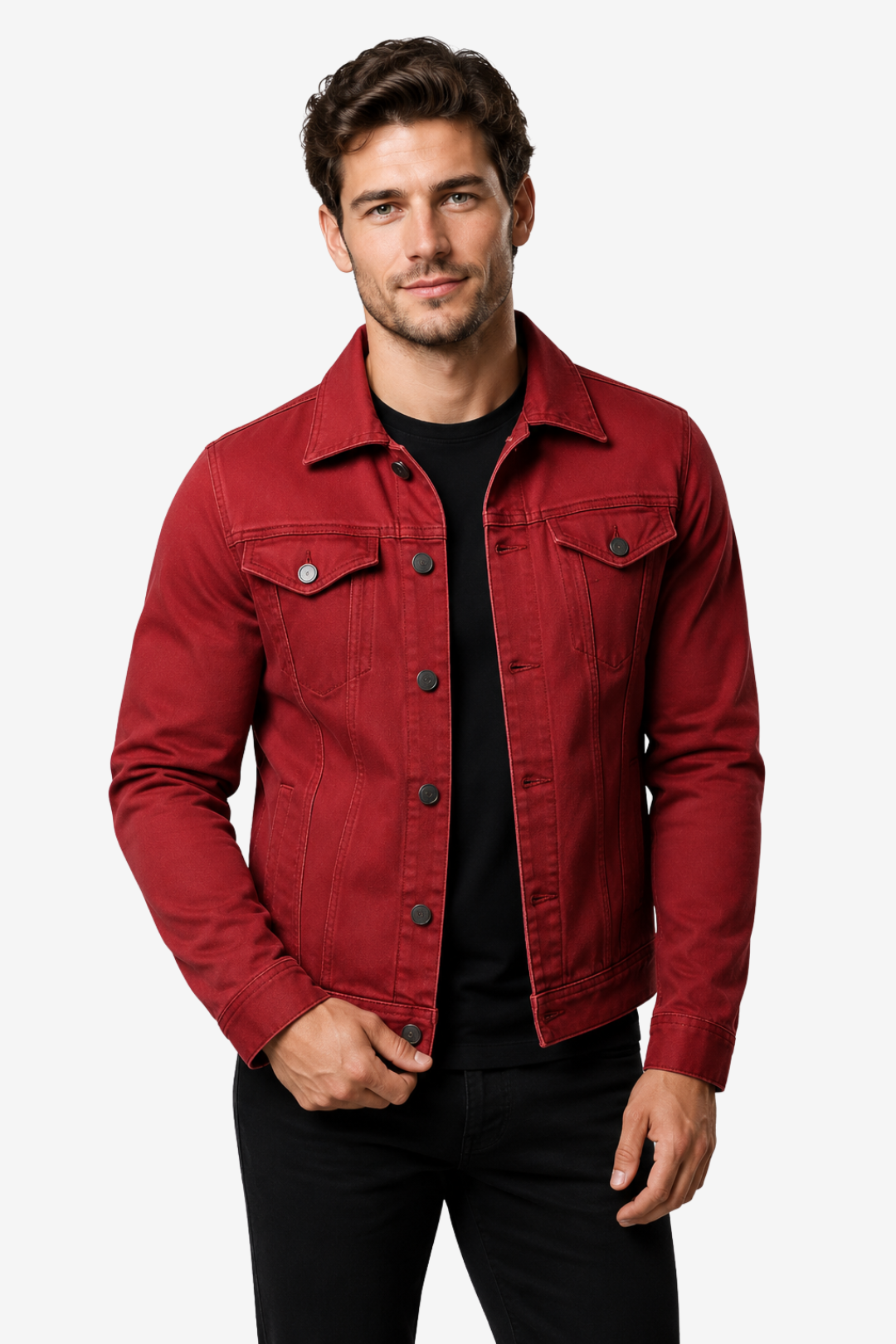 VALERIQUE | Veste en jean pour homme – Fermeture boutonnée poches poitrine et col pointu