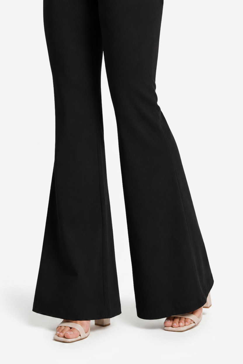 VALERIQUE | Pantalon évasé taille haute pour femme – Coupe taille haute avec détails de coutures visibles