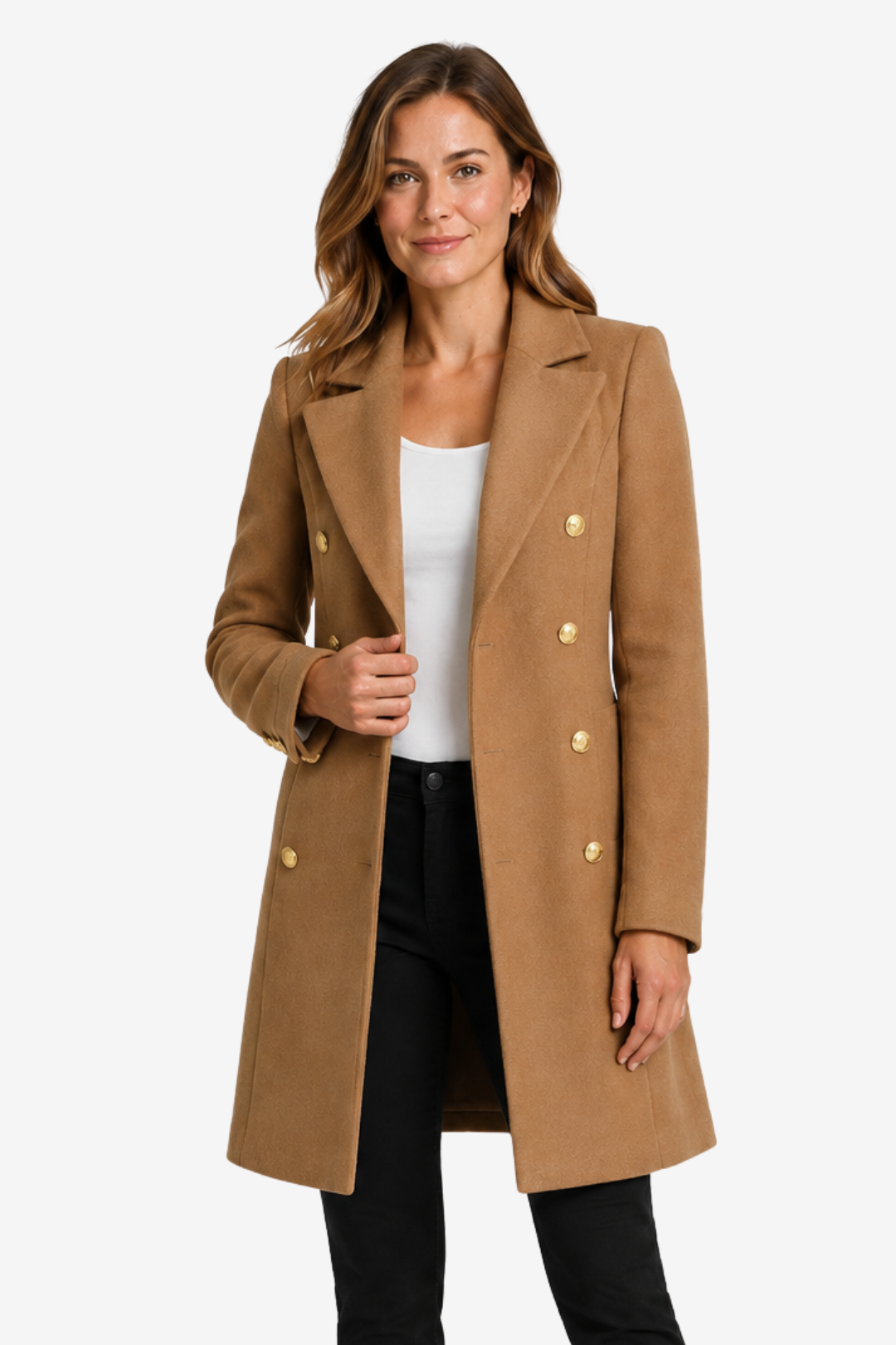 VALERIQUE | Manteau long cintré pour femmes – Boutonnage croisé avec doublure intérieure