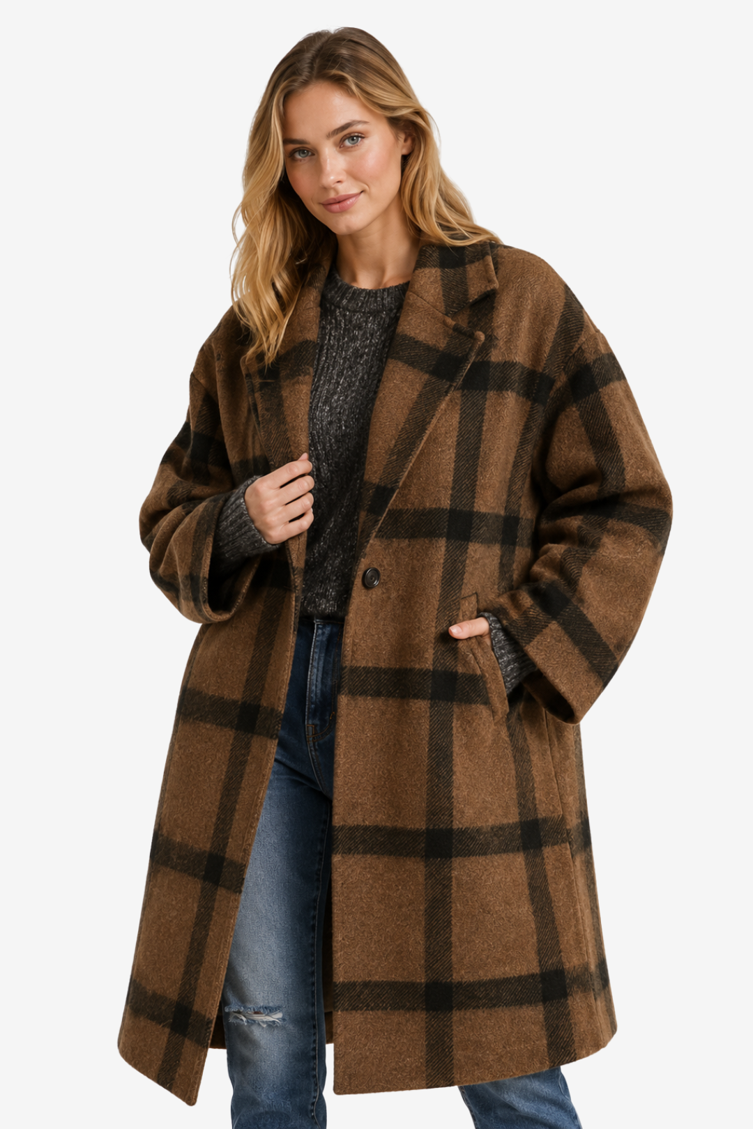 VALERIQUE | Manteau Long Ceinturé pour Femme – Fermeture Croisée avec Col à Revers et Ceinture à Nouer