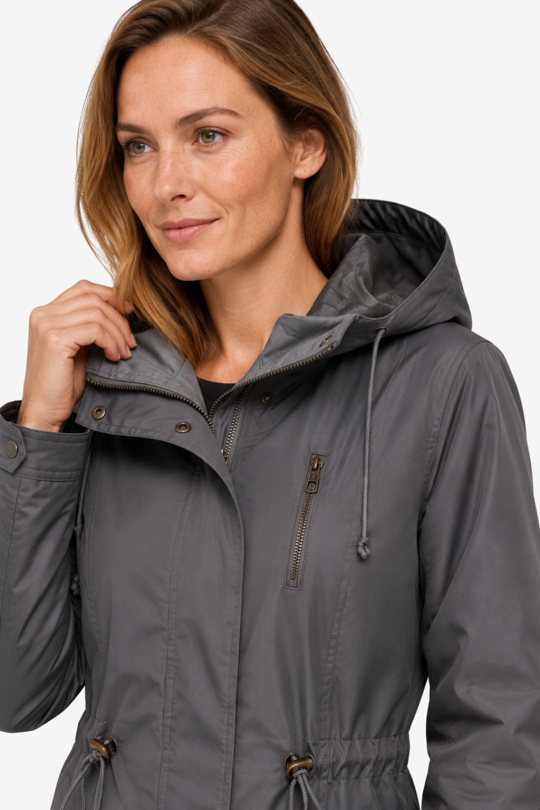 VALERIQUE | Parka Femme Doublée à Capuche – Fermeture Zippée Taille Ajustable Coupe Longue