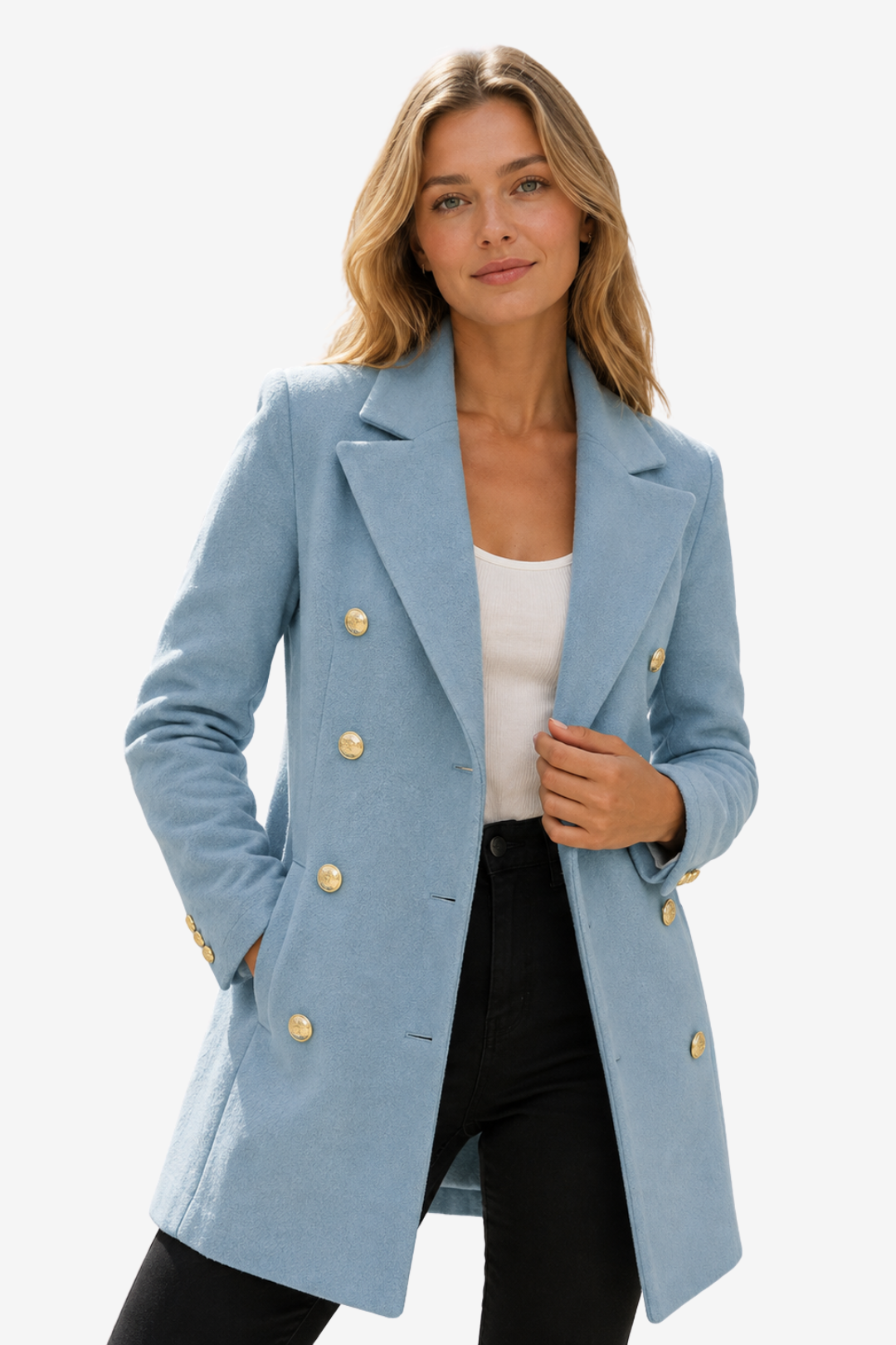 VALERIQUE | Manteau long cintré pour femmes – Boutonnage croisé avec doublure intérieure