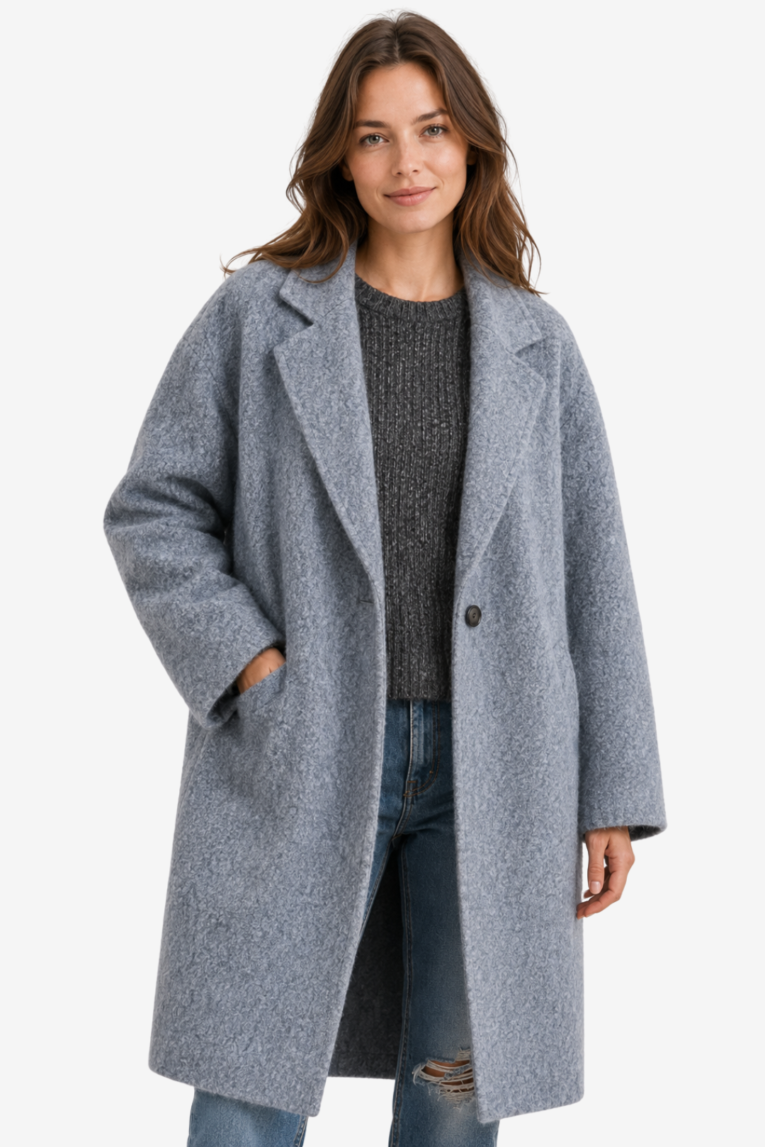VALERIQUE | Manteau Long Ceinturé pour Femme – Fermeture Croisée avec Col à Revers et Ceinture à Nouer