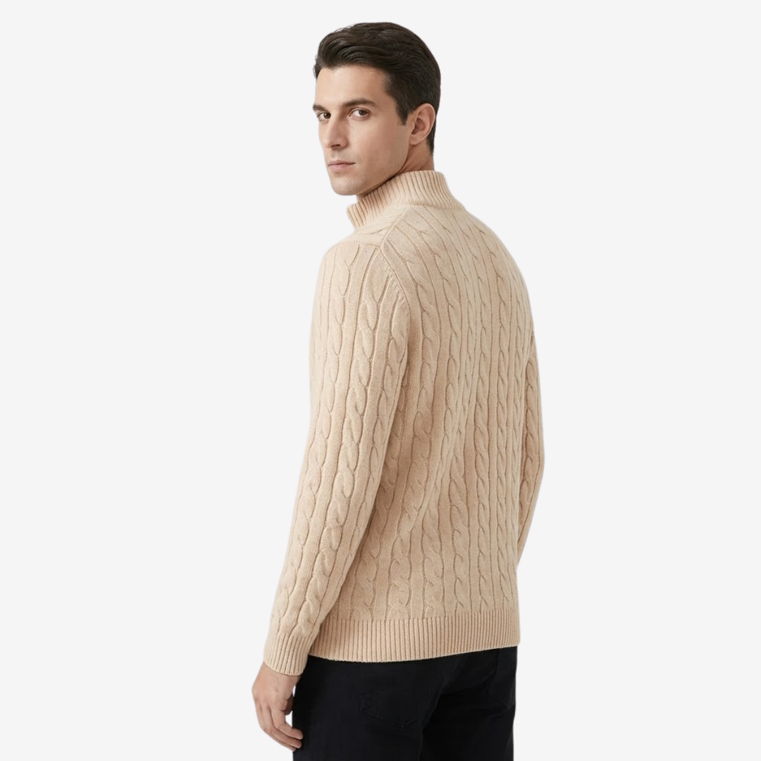 VALERIQUE | Pull Homme Jacquard Demi-Zip – Style Intemporel