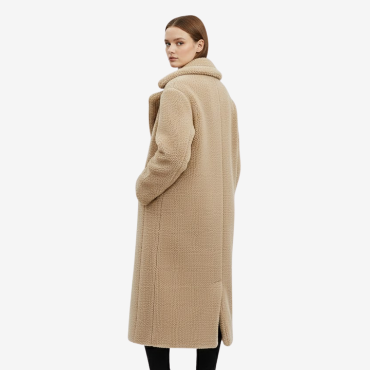 VALERIQUE | Manteau Long en Teddy pour Femme – Double Boutonnage