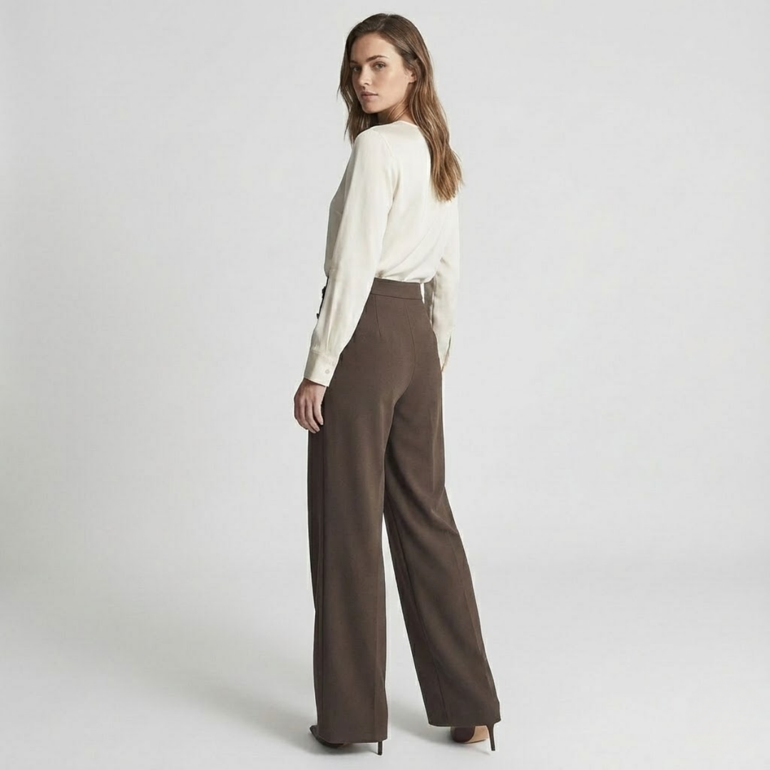 VALERIQUE | Pantalon Taille Haute à Jambe Large pour Femme – Confort Raffiné