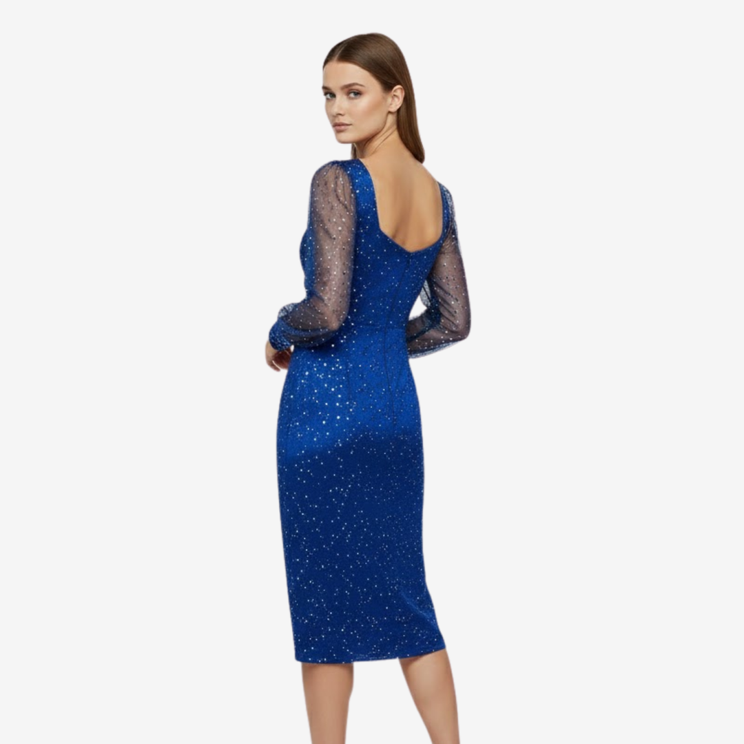 VALERIQUE | Robe Moulante en Maille à Sequins Col V pour Femme – Éclat Élégant