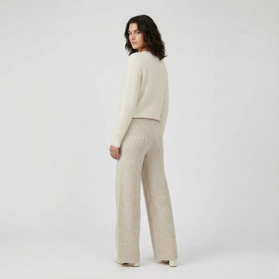 VALERIQUE | Pantalon Large en Laine Pure pour Femme – Élégance Décontractée
