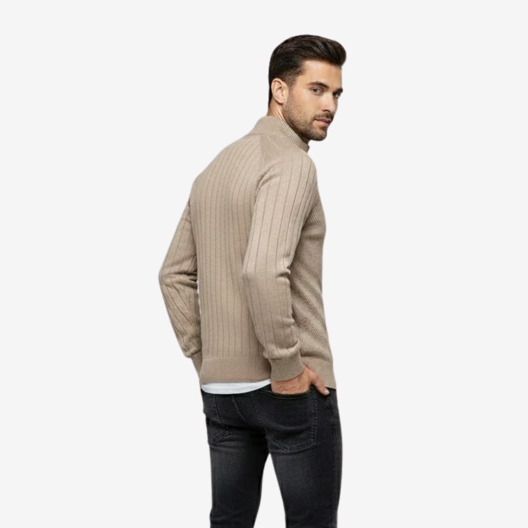 VALERIQUE | Cardigan Zippé en Coton pour Homme – Maille Élégante