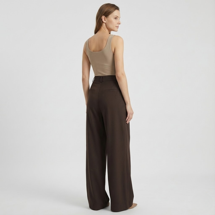 VALERIQUE | Pantalon Large Plissé Jacquard pour Femme – Élégance Fluide