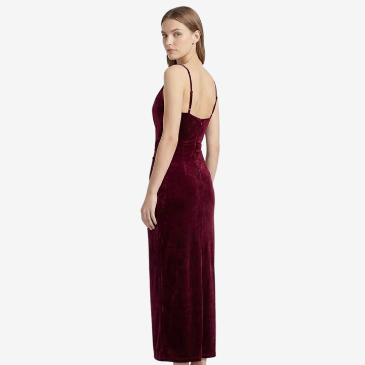 VALERIQUE | Robe de Soirée Froncée à Bretelles Fines pour Femme – Allure Élégante