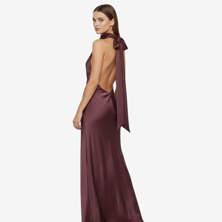 VALERIQUE | Robe Longue Satinée Dos Nu pour Femme – Élégance Soyeuse