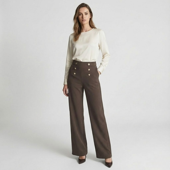 VALERIQUE | Pantalon Taille Haute à Jambe Large pour Femme – Confort Raffiné