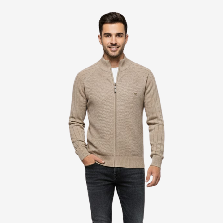 VALERIQUE | Cardigan Zippé en Coton pour Homme – Maille Élégante
