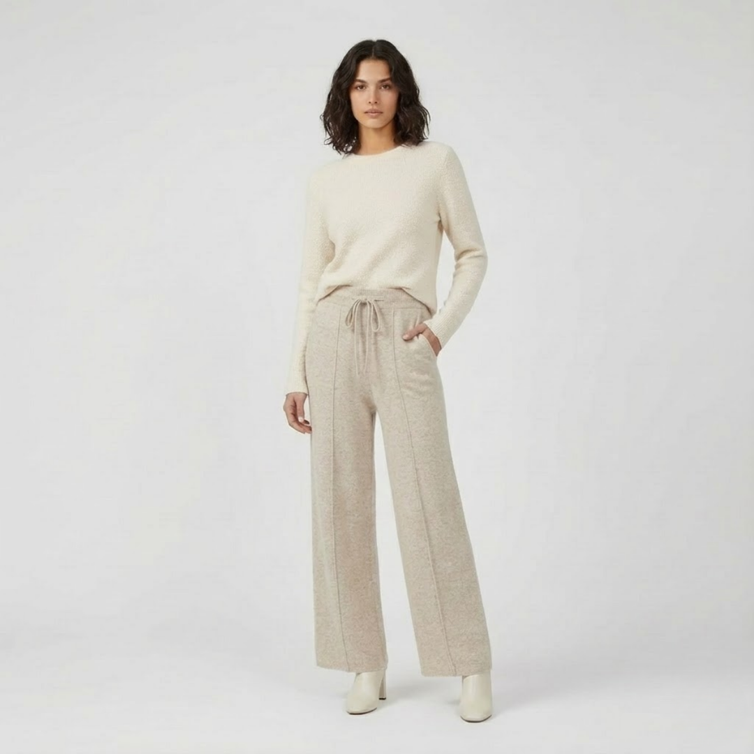 VALERIQUE | Pantalon Large en Laine Pure pour Femme – Élégance Décontractée