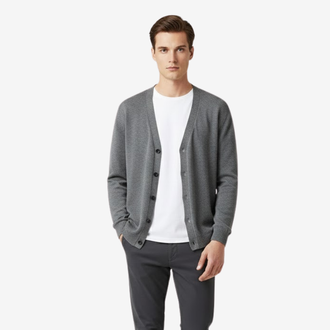 VALERIQUE | Cardigan Homme en Laine Mérinos – Design Classique à Boutons