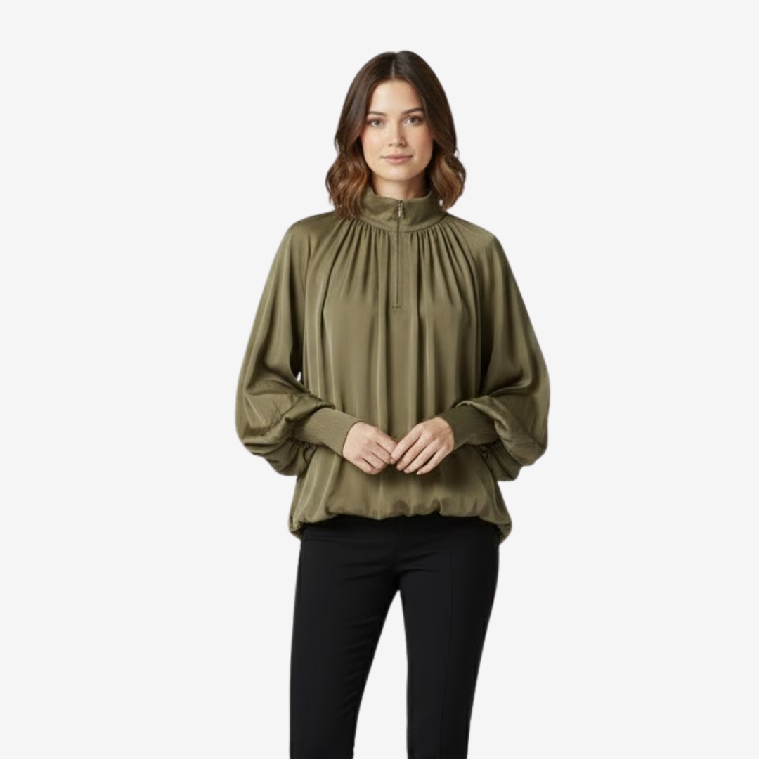 VALERIQUE | Blouse à Revers Plissés pour Femme – Élégance Fluide