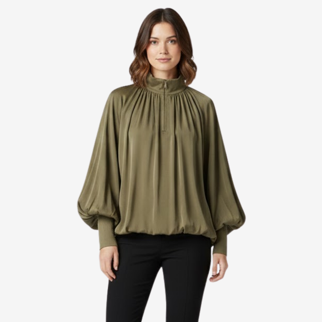 VALERIQUE | Blouse à Revers Plissés pour Femme – Élégance Fluide