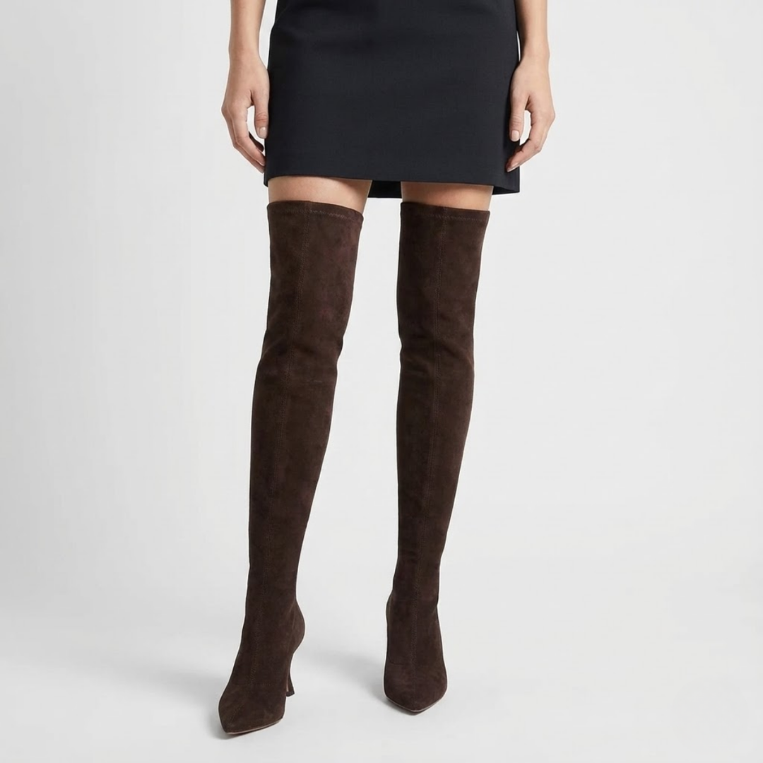 VALERIQUE | Cuissardes à Talons en Daim pour Femme – Élégance Haute