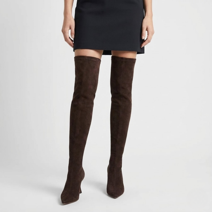 VALERIQUE | Cuissardes à Talons en Daim pour Femme – Élégance Haute