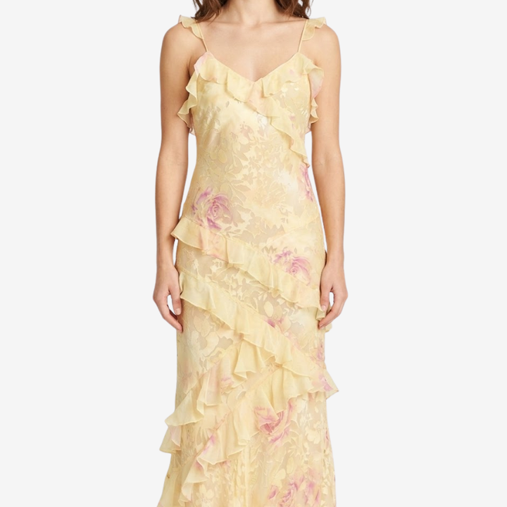 VALERIQUE | Robe Longue en Coton Léger à Volants pour Femme – Bretelles Fines