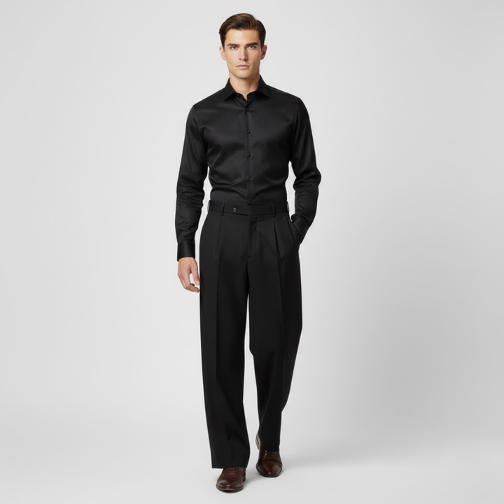 VALERIQUE | Pantalon Plissé à Jambe Large pour Homme – Style Casual Moderne