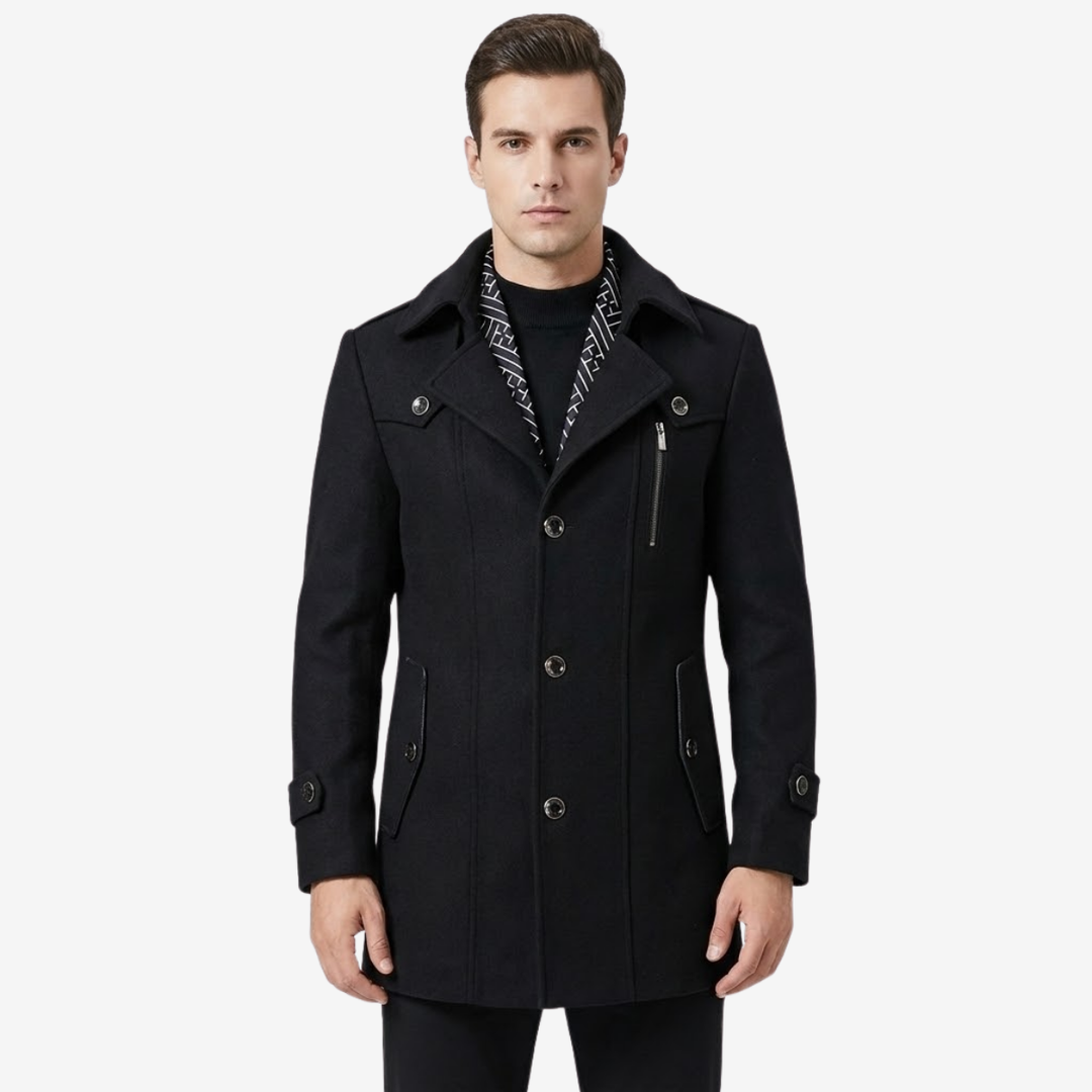 VALERIQUE | Manteau en Laine à Simple Boutonnage pour Homme – Élégance Classique