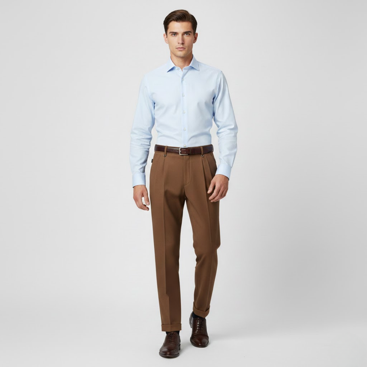 VALERIQUE | Pantalon Homme Plissé Coupe Slim – Confort Tailleur Raffiné