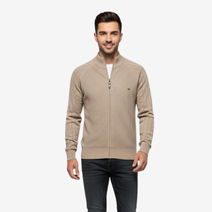 VALERIQUE | Cardigan Zippé en Coton pour Homme – Maille Élégante
