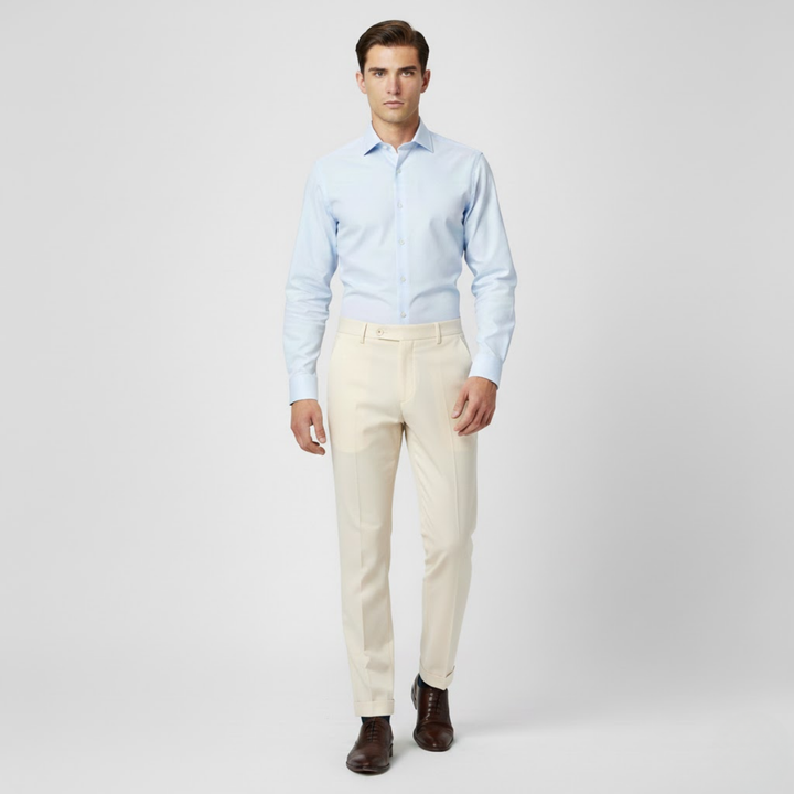 VALERIQUE | Pantalon Homme Coupe Slim en Mélange de Coton – Style Tailleur Moderne