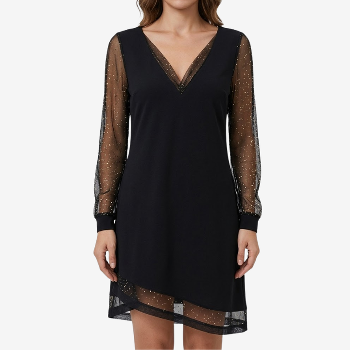 VALERIQUE | Robe Asymétrique à Manches Longues en Maille Légère pour Femme – Coupe Fluide