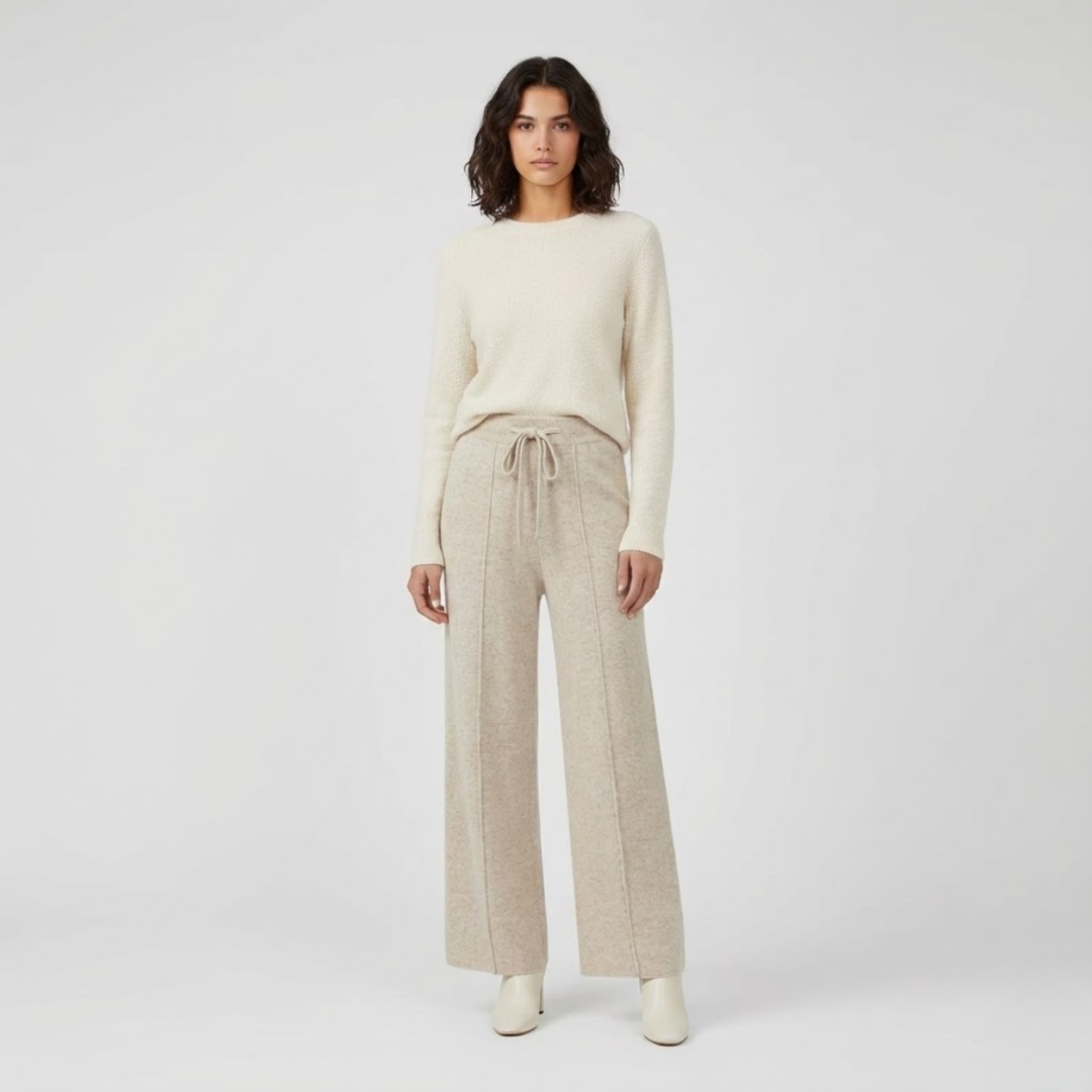 VALERIQUE | Pantalon Large en Laine Pure pour Femme – Élégance Décontractée