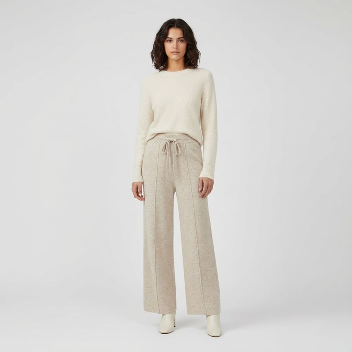 VALERIQUE | Pantalon Large en Laine Pure pour Femme – Élégance Décontractée