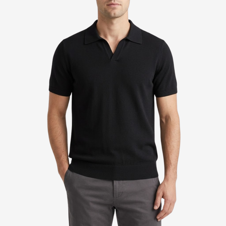 VALERIQUE | Polo Minimaliste en Maille Légère pour Homme – Col Ouvert Décontracté