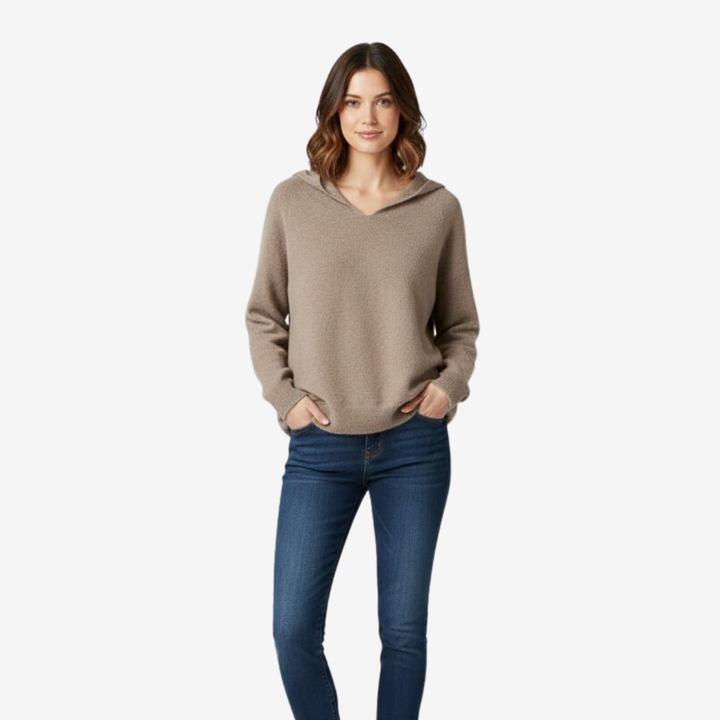 VALERIQUE | Pull à Capuche Décontracté en Laine pour Femme – Coupe Ample