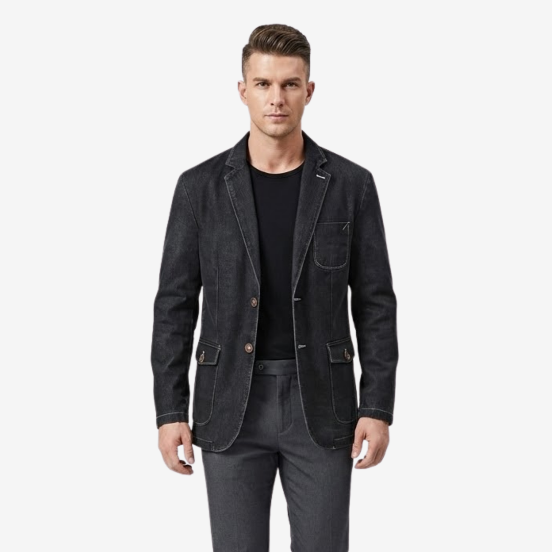 VALERIQUE | Blazer Décontracté en Jean pour Homme – Coupe Slim Élégante