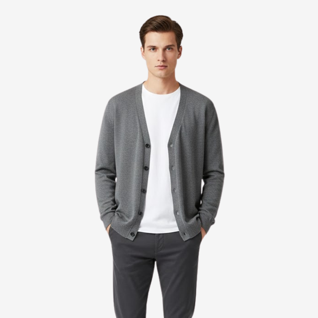 VALERIQUE | Cardigan Homme en Laine Mérinos – Design Classique à Boutons