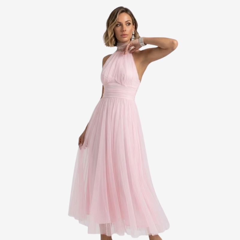 VALERIQUE | Robe Longue Fluide en Coton Léger pour Femme – Col Halter