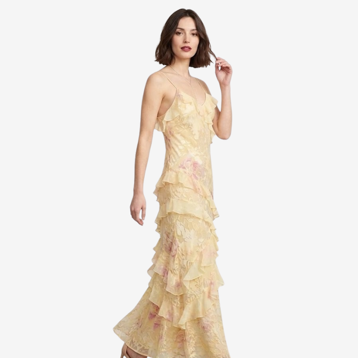 VALERIQUE | Robe Longue en Coton Léger à Volants pour Femme – Bretelles Fines