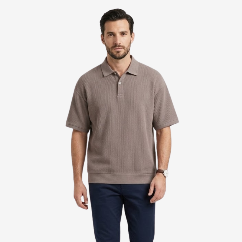 Valerique | Polo Homme en Coton Maille Côtelée – Col Classique Décontracté