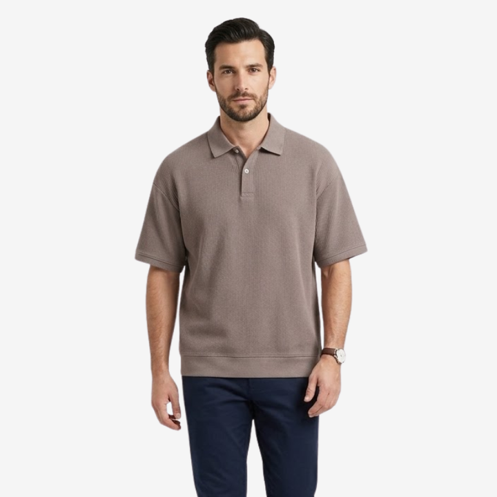 Valerique | Polo Homme en Coton Maille Côtelée – Col Classique Décontracté