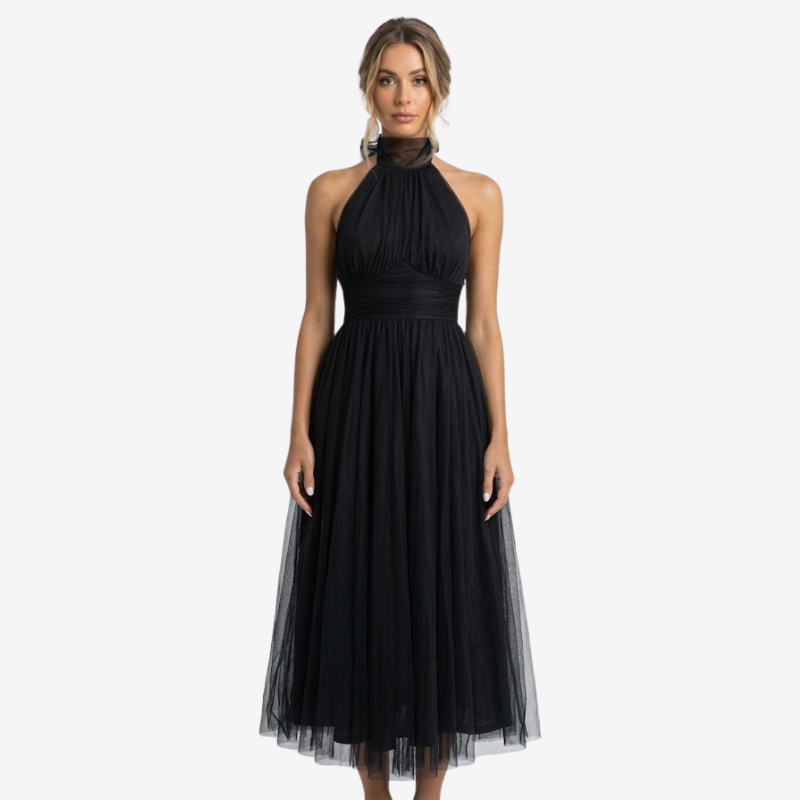VALERIQUE | Robe Longue Fluide en Coton Léger pour Femme – Col Halter