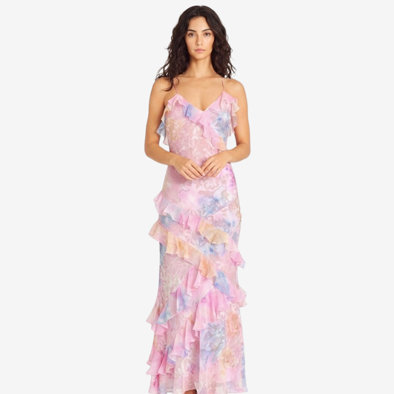 VALERIQUE | Robe Longue en Coton Léger à Volants pour Femme – Bretelles Fines