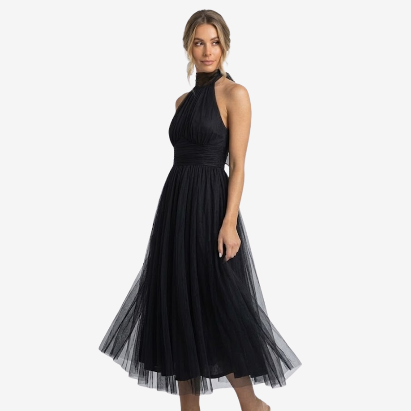VALERIQUE | Robe Longue Fluide en Coton Léger pour Femme – Col Halter