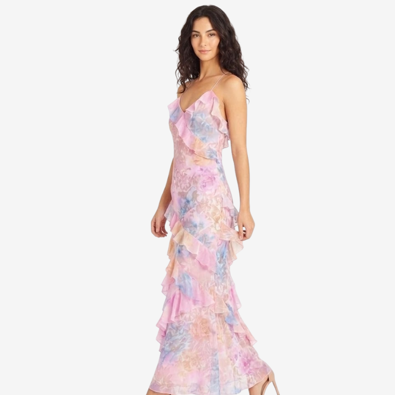 VALERIQUE | Robe Longue en Coton Léger à Volants pour Femme – Bretelles Fines