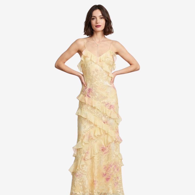VALERIQUE | Robe Longue en Coton Léger à Volants pour Femme – Bretelles Fines